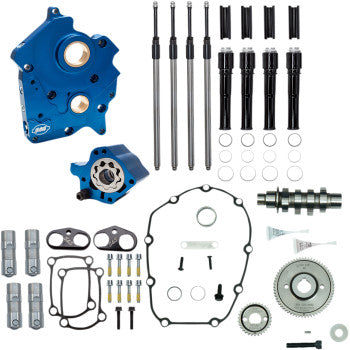 S&S CYCLE Cam Chest Kit with Plate M8 - Gear Drive - Oil Cooled - 475 Cam - Black Pushrods