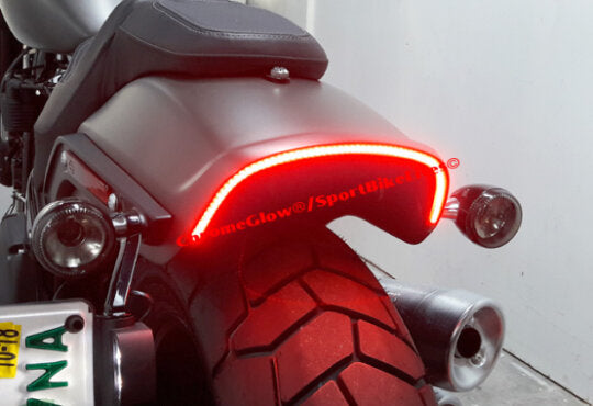 Chrome Glow H-D Fat Bob Under-the-Fender LED Taillight & Turn Signal Kit, '18-up (Smoked, Yes, Add Running Light Kit)