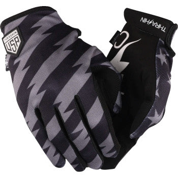 THRASHIN SUPPLY CO. Stars & Bolts Stealth Gloves - Black/Gray - Large