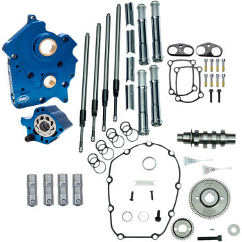 S&S CYCLE Cam Chest Kit with Plate M8 - Gear Drive - Oil Cooled - 475 Cam - Chrome Pushrods